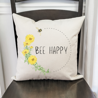 Bee Happy Pillow Cover